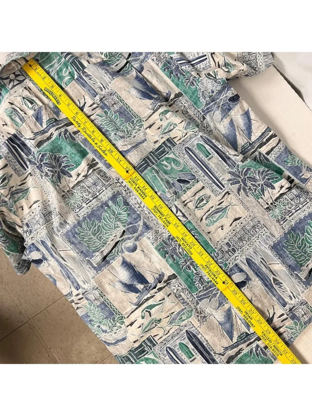RJC Tapa Fish Canoe Ocean Mens Hawaiian Shirt size XL 49x31 Cotton USA Made